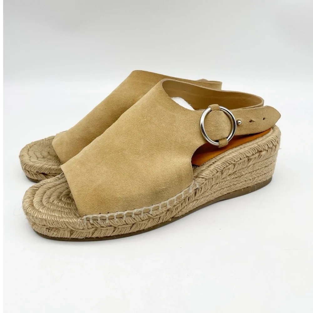 rag & bone Tan Suede Espadrille Wedge Sandals